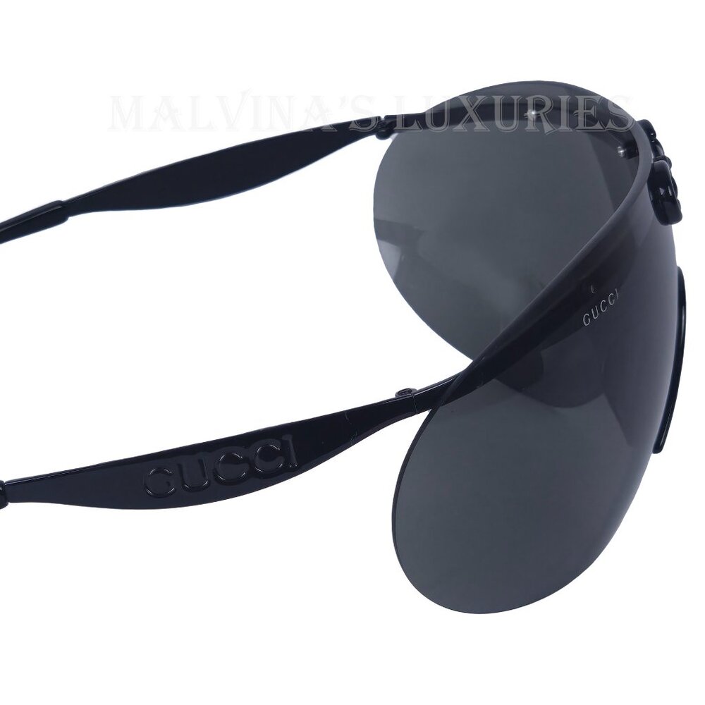 GUCCI SUNGLASSES GG1656S BLACK HORSEBIT OVERSIZED SHIELD UNISEX - Picture 11 of 15